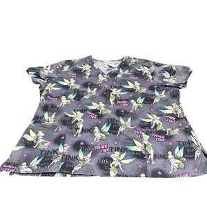 Disney Tinker Bell “Think‎ Tink” Scrub Top women’s XL